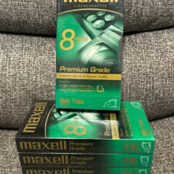 FACTORY SEALED Maxell Videocassette New in Box Blank VHS Lot of 4 - Picture 2 of 3